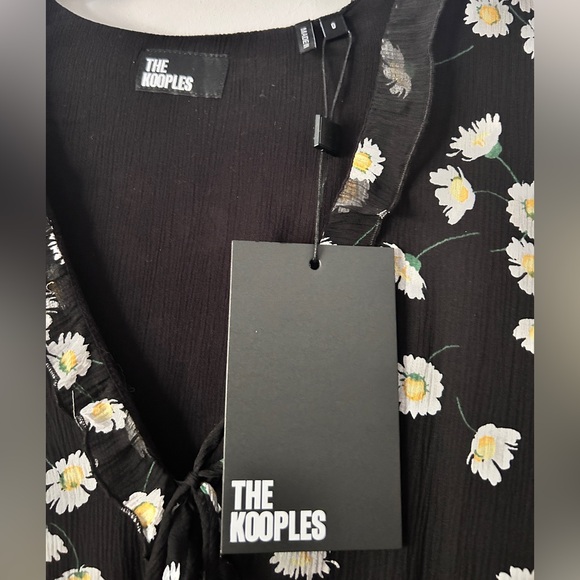 The Kooples Dresses & Skirts - The Kooples NWT 100% Silk Black Daisy Long Sleeve Dress | FR 0 = US 2